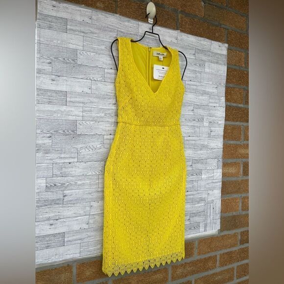 Diane Von Furstenberg Yellow Midi Sheath Dress size 0 - Picture 4 of 12